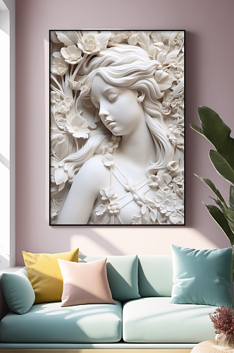 美女浮雕创意表现石膏雕塑模型欧美风装饰画