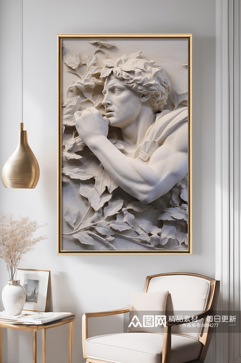 浮雕创意表现石膏雕塑模型欧美风装饰画素材