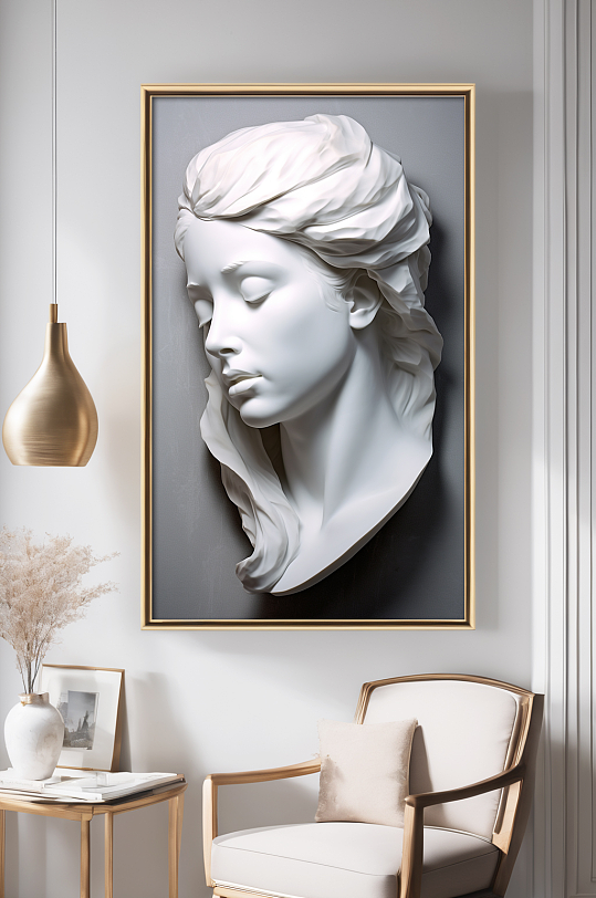 石膏浮雕美女雕塑模型欧美风装饰画