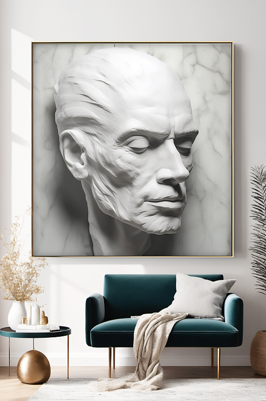 石膏浮雕人脸雕塑模型欧美风装饰画