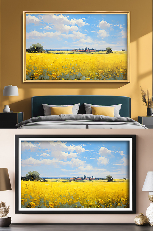 油画风蓝天田园欧美风装饰画-众图网