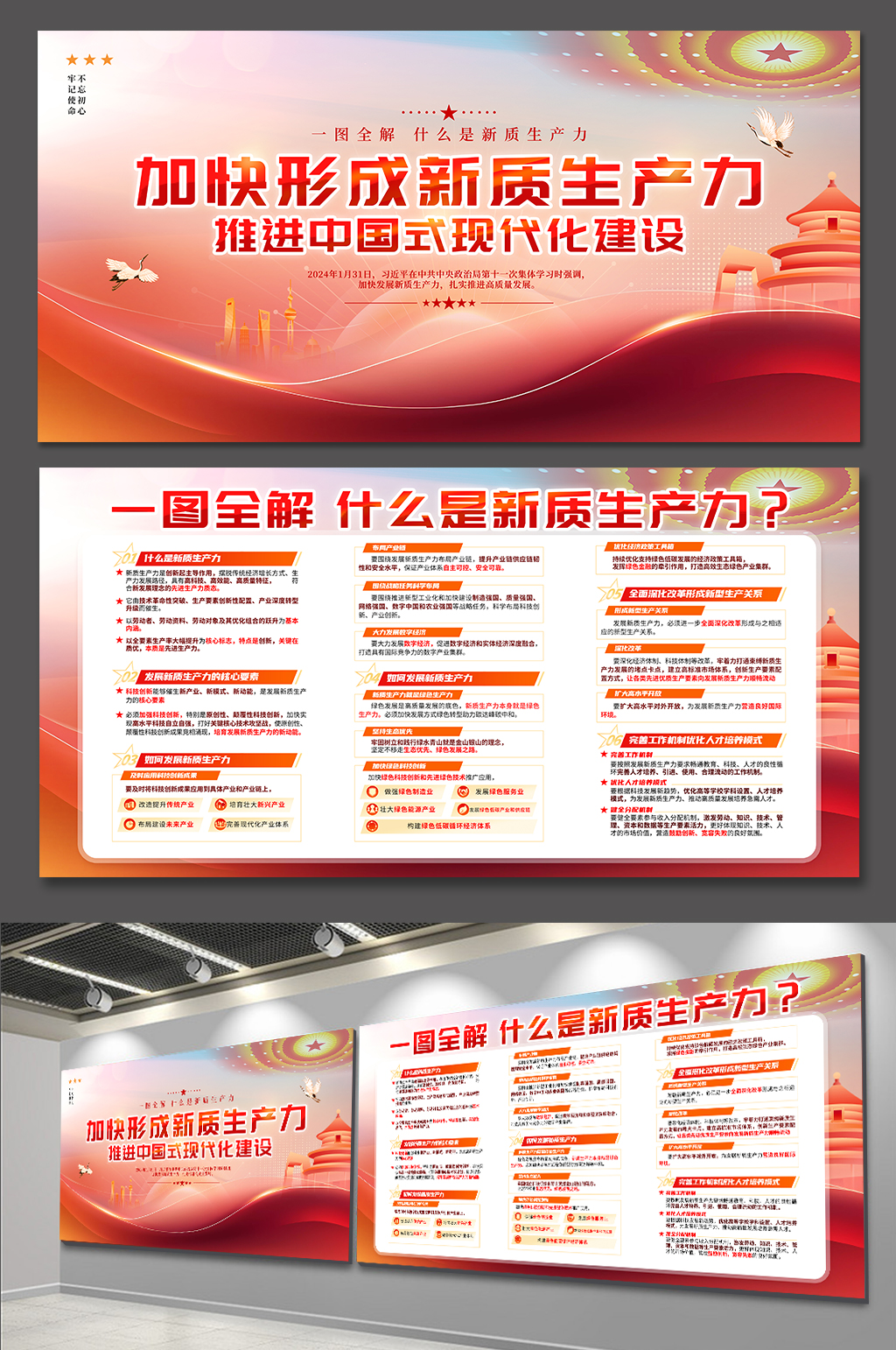 加快形成新质生产力会议党建展板素材