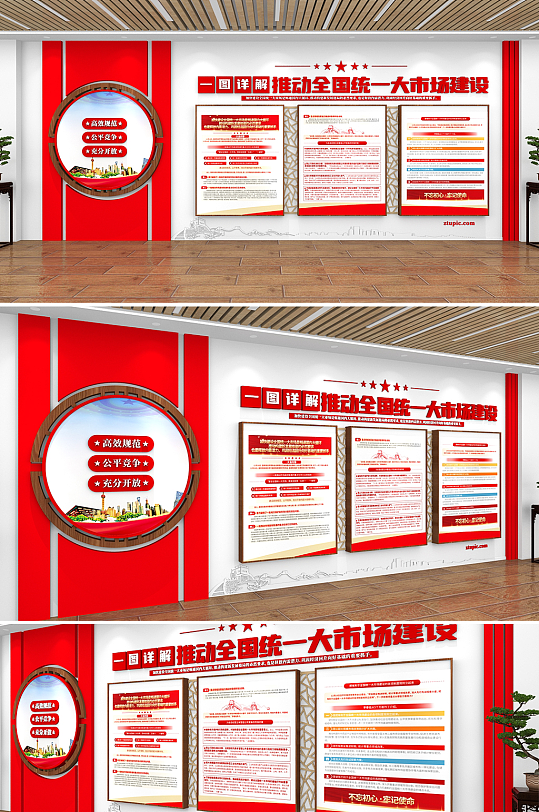 推動(dòng)全國(guó)統(tǒng)一大市場(chǎng)建設(shè)黨建文化墻