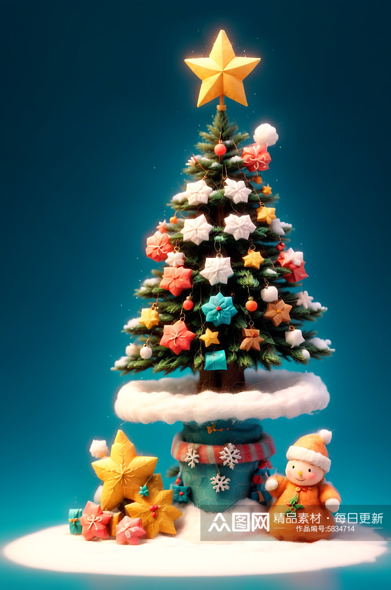 可爱卡通圣诞树圣诞袜毛绒元素素材
