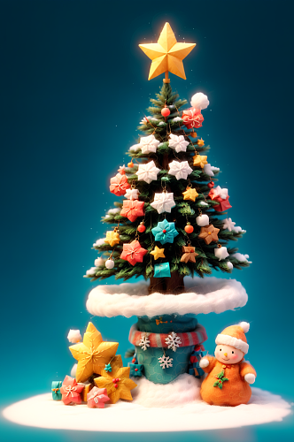 可爱卡通圣诞树圣诞袜毛绒元素