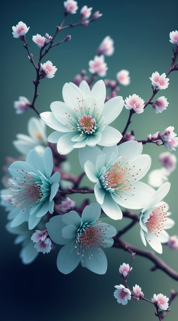 唯美浪漫白色樱花树枝近景数字艺术素材