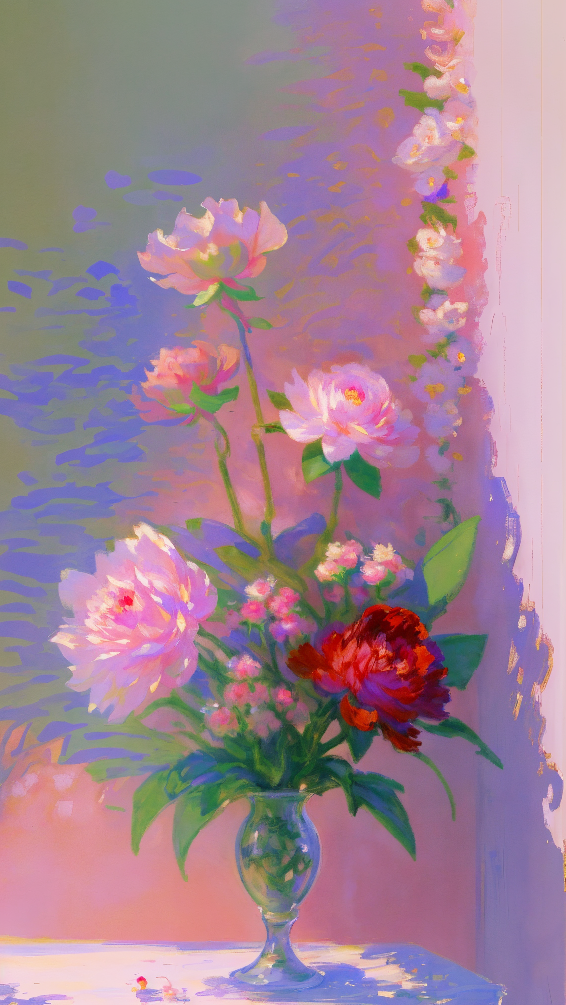 粉色唯美浪漫玫瑰康乃馨手绘插画素材