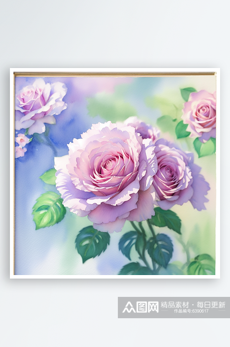 水粉水彩温馨浪漫玫瑰写意插画素材
