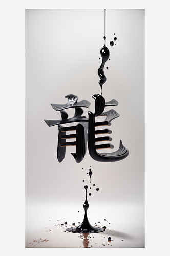 简约大气墨汁中国风龙字艺术设计