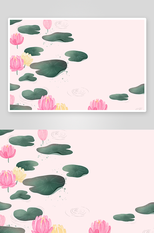 手绘水彩荷花莲花插画元素