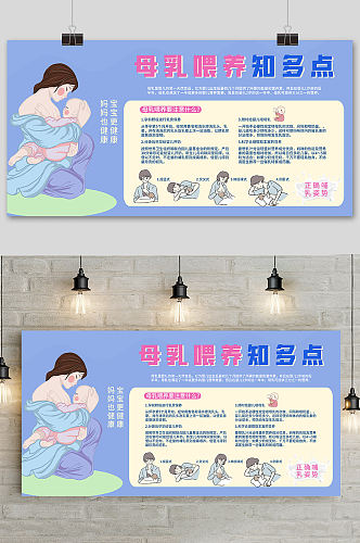 妇科医院 儿童医院 中国风母乳喂养日宣传栏展板