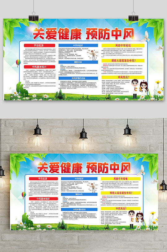 预防中风日预防中风脑卒中展板
