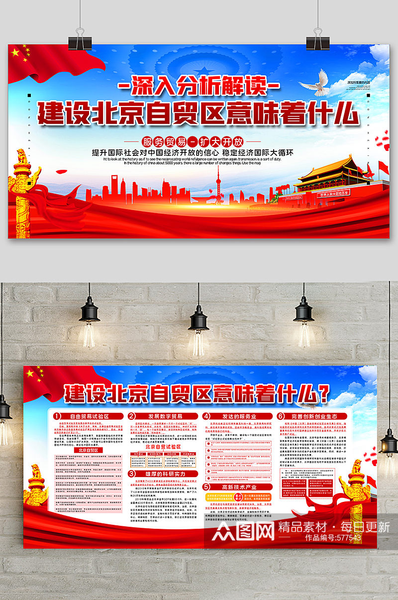 北京自贸区党建建设宣传展板素材