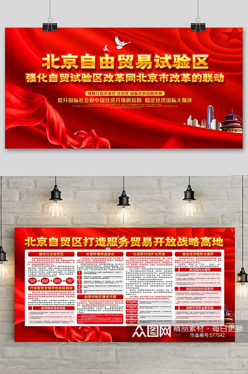 红色北京自由贸易试验区宣传展板素材
