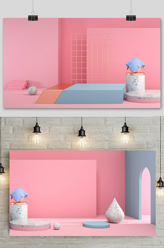 简洁c4d电商场景元素模型背景-众图网