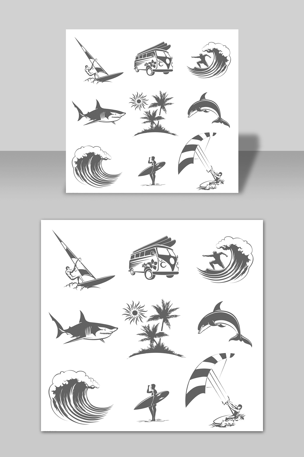 手绘卡通大海海洋生物矢量元素素材