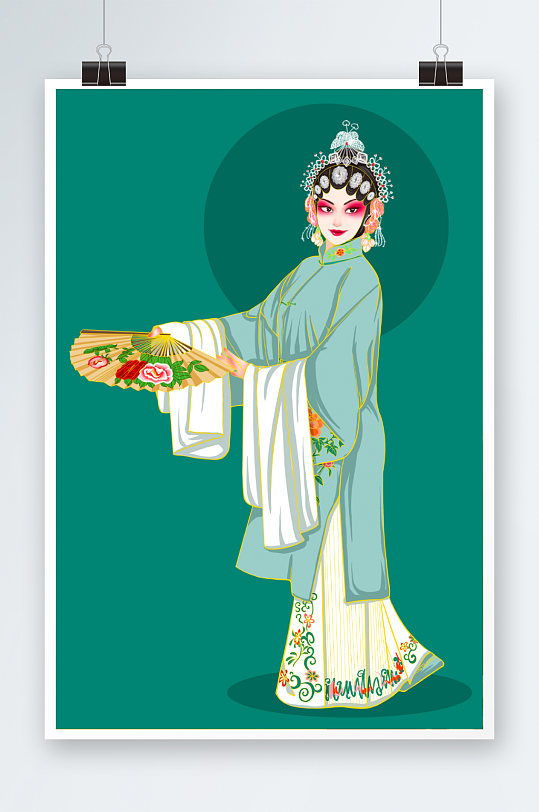 青衣京剧戏曲人物插画-众图网