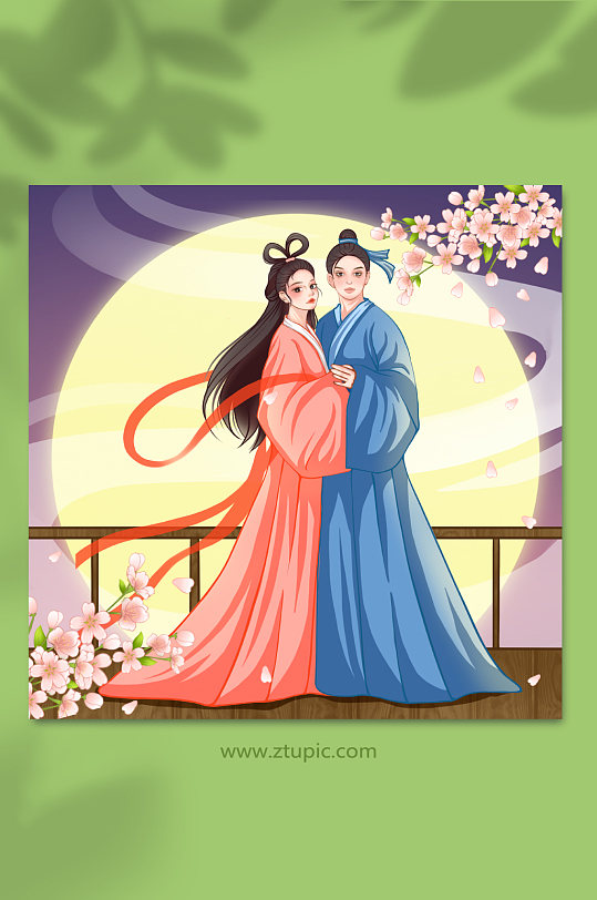 七夕牛郎织女插画