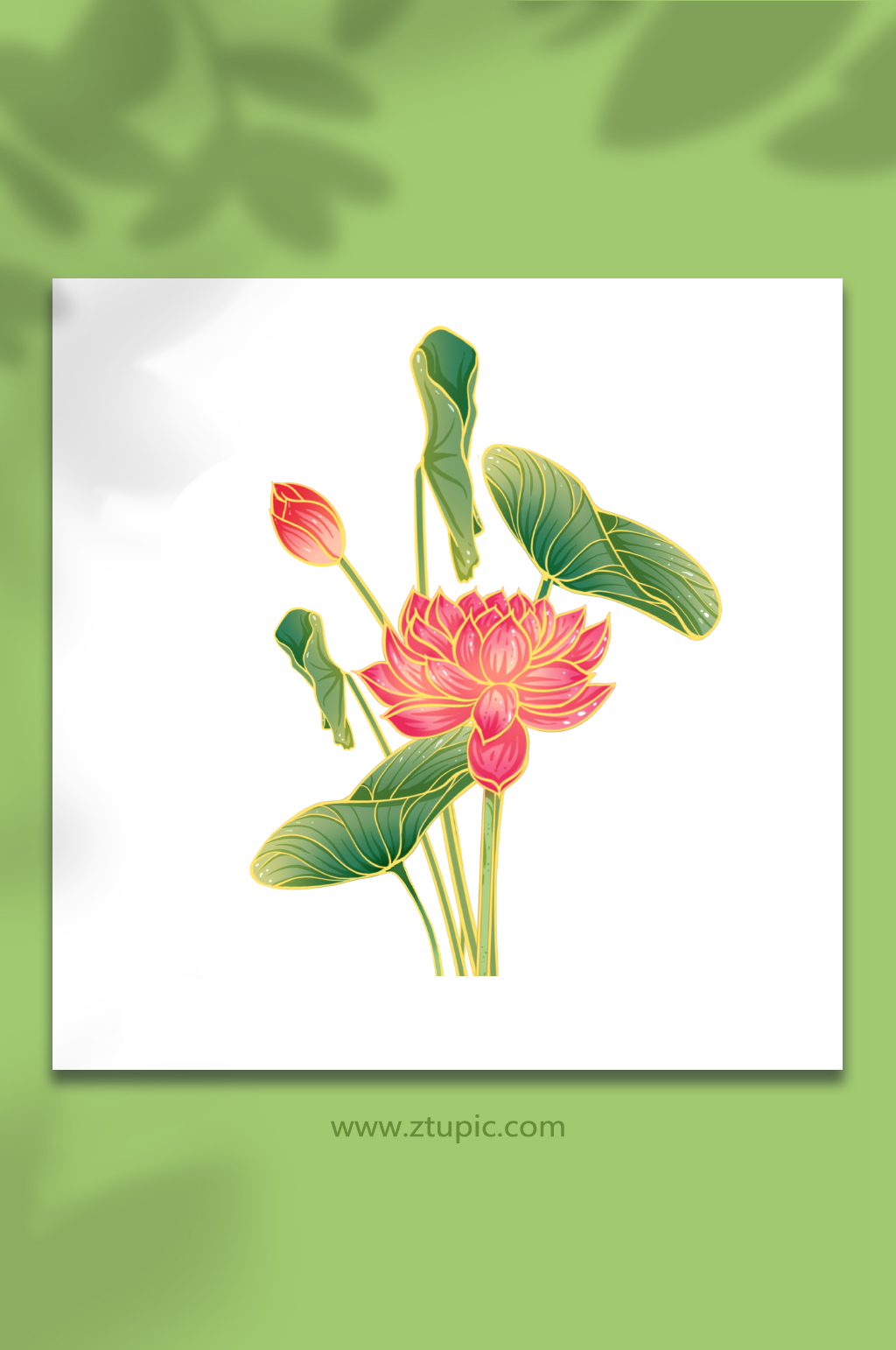 手绘荷花花卉免扣插画元素素材
