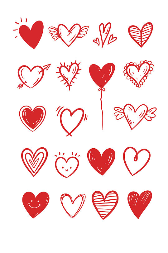 手绘心形元素心形ui图标