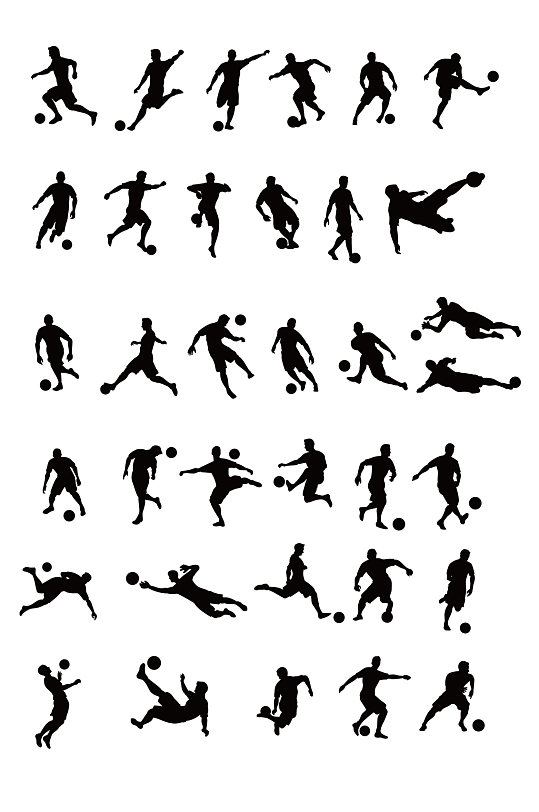 足球运动剪影元素-众图网