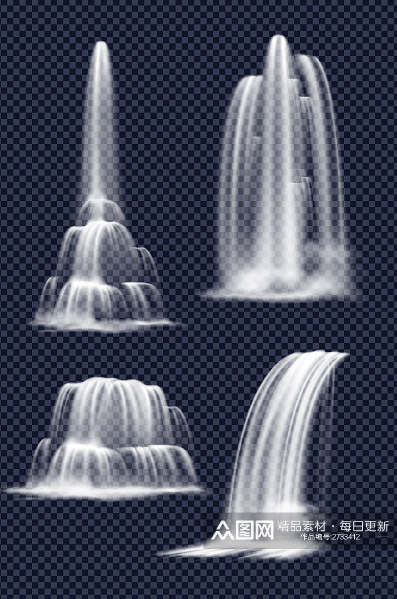 瀑布喷泉免抠素材素材