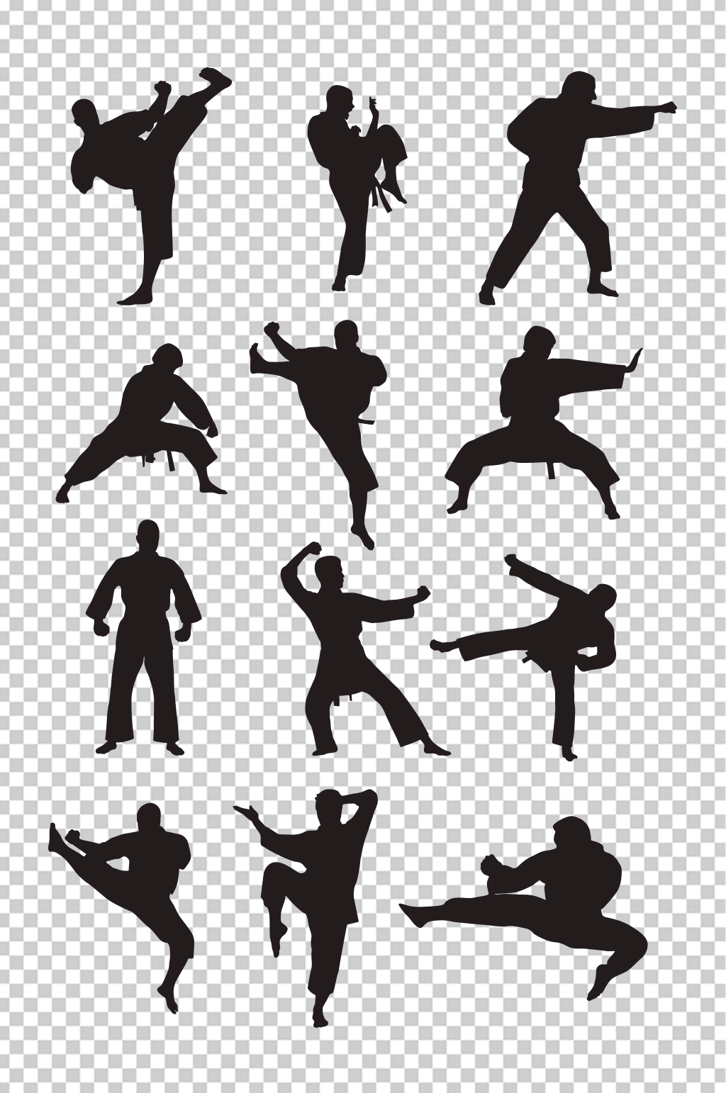 跆拳道功夫武术剪影素材