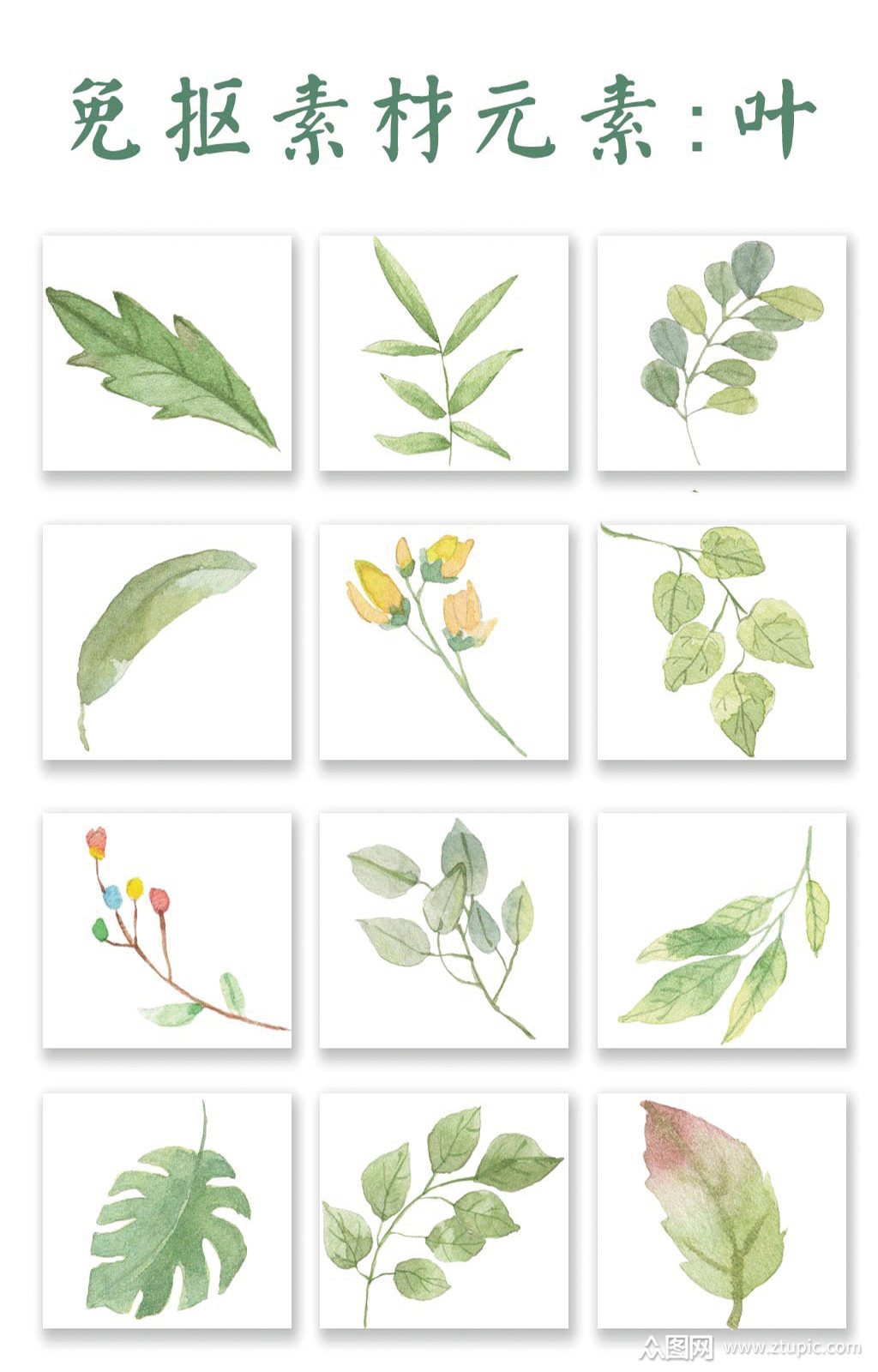 水墨画叶子树叶元素免扣素材素材