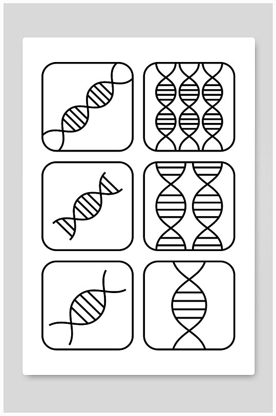 DNA基因生物元素分子结构线性矢量图标