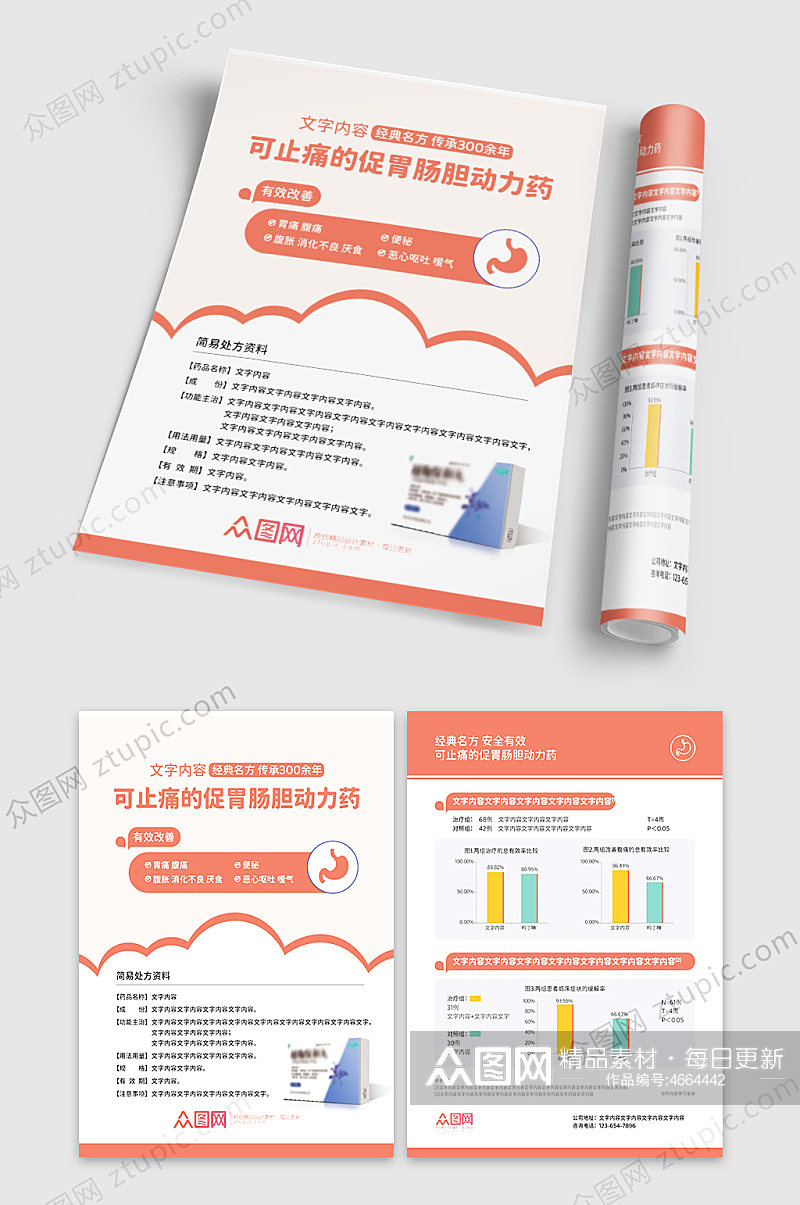 简洁药品介绍单页宣传单页医药DM单素材