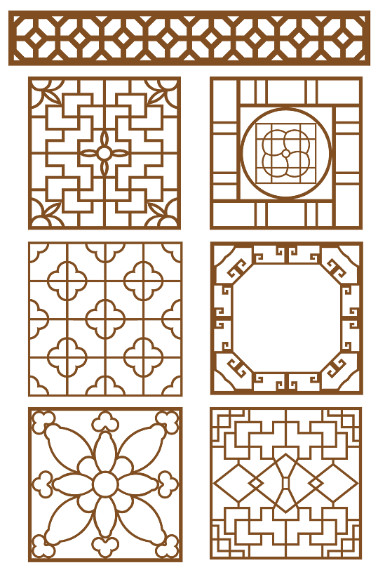 中式窗花格镂空矢量素材
