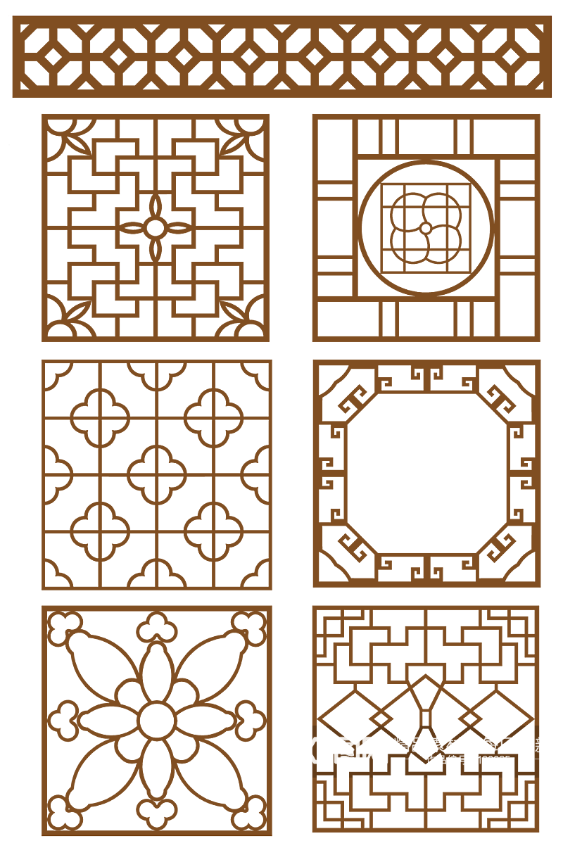 中式窗花格镂空矢量素材素材