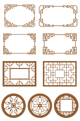 中式窗花格镂空矢量素材