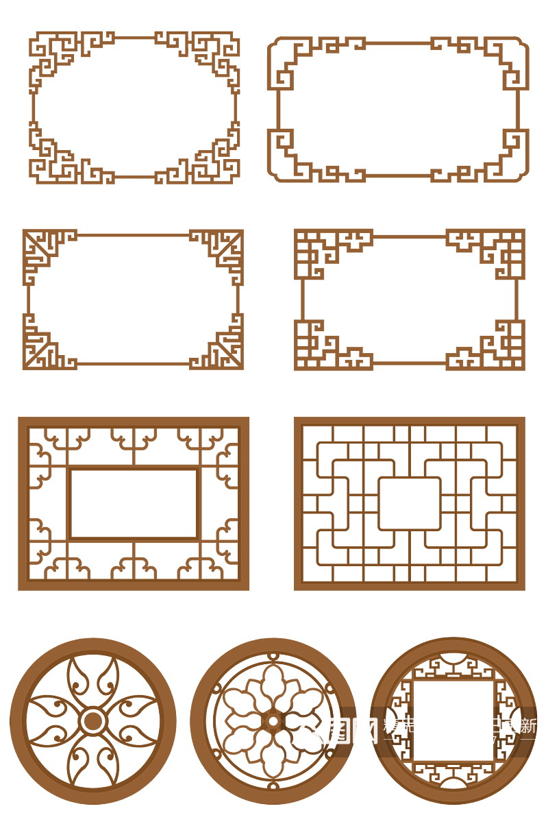 中式窗花格镂空矢量素材素材