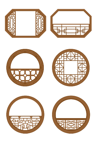 中式窗花格矢量素材