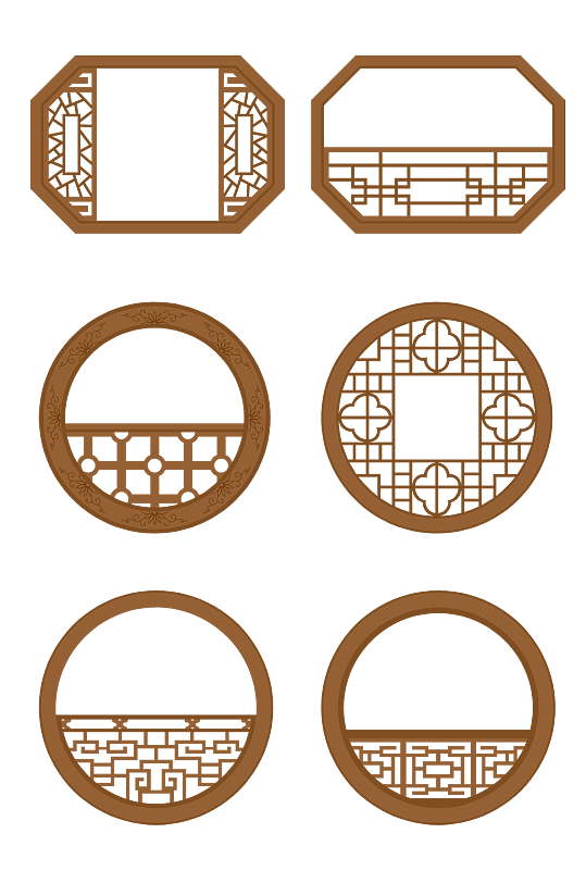中式窗花格矢量素材