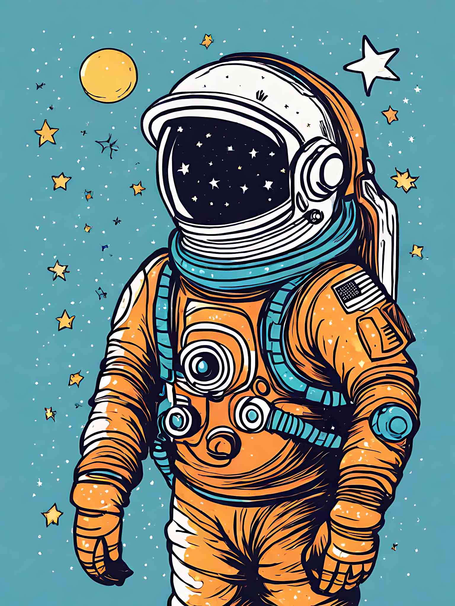 手绘彩色宇航员宇宙星空插画AI数字艺术模板下载-编号6240608-众图网