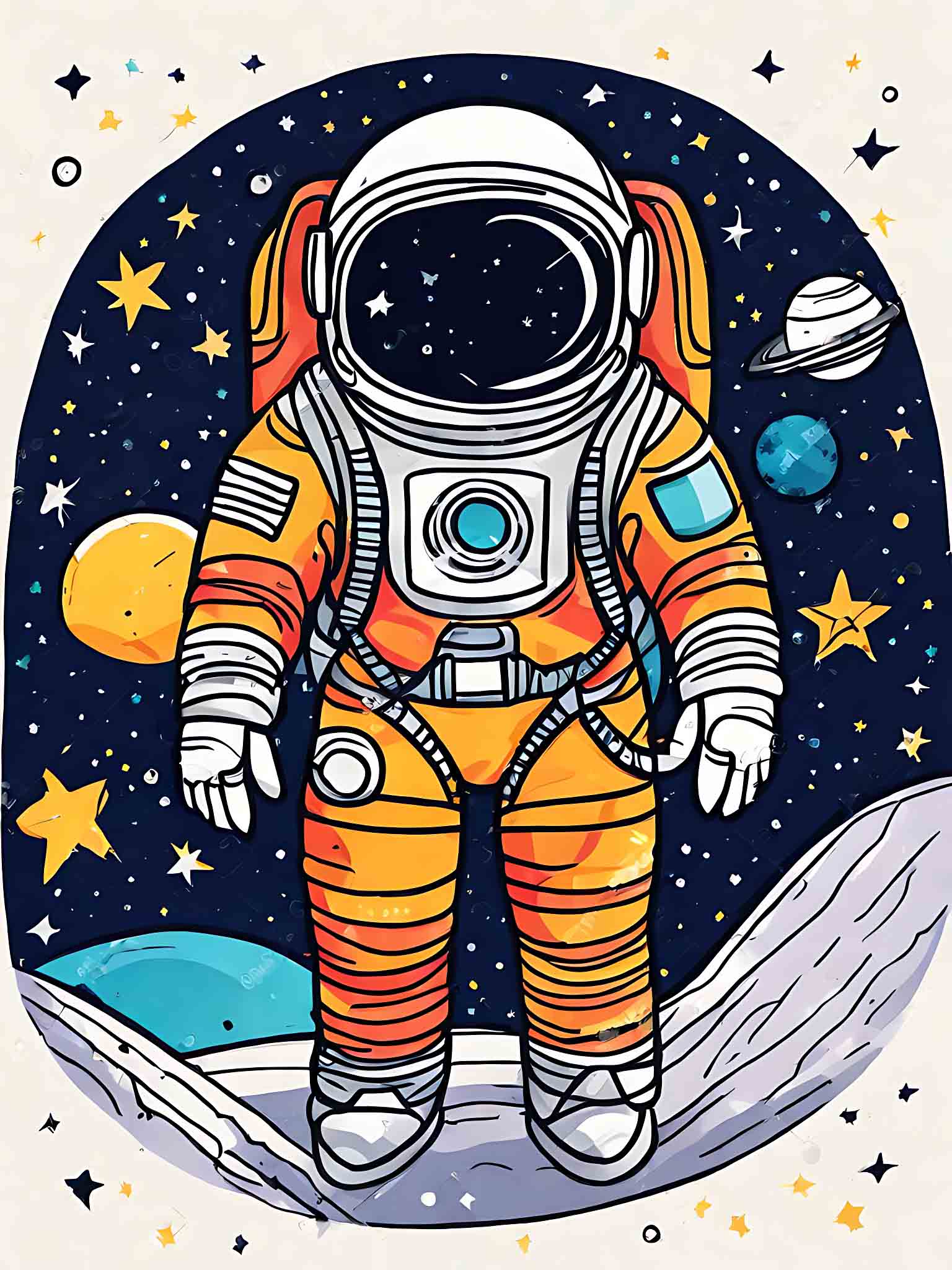 手绘彩色宇航员宇宙星空插画AI数字艺术素材下载-众图网
