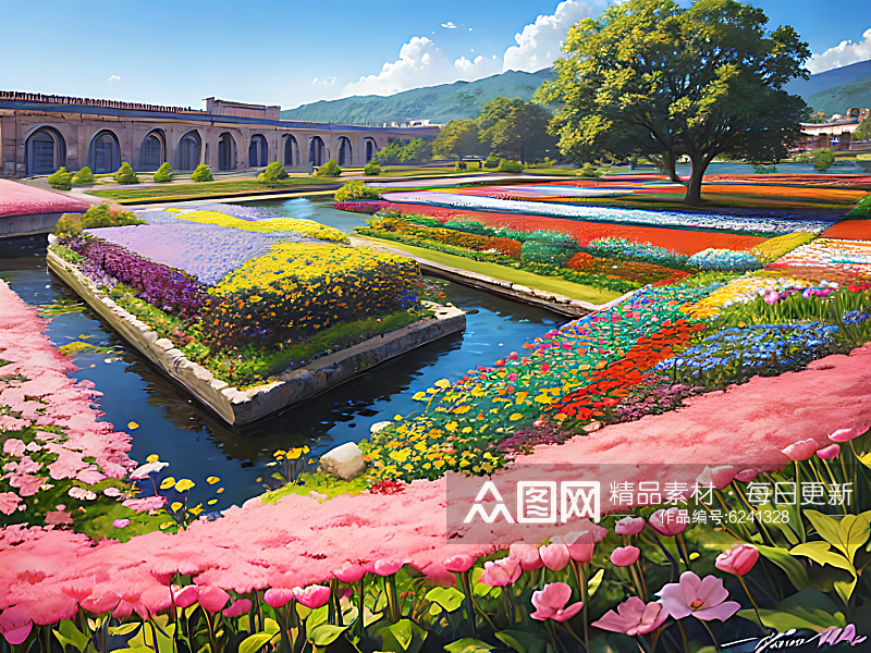 二次元春暖花开插画AI数字艺术素材