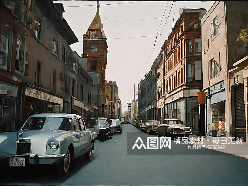 摄影风复古街道AI数字艺术素材