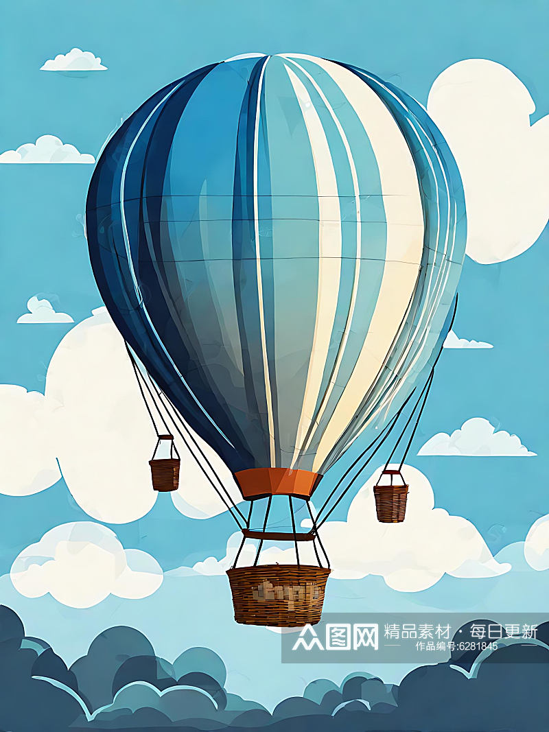 天空中的热气球插画AI数字艺术素材