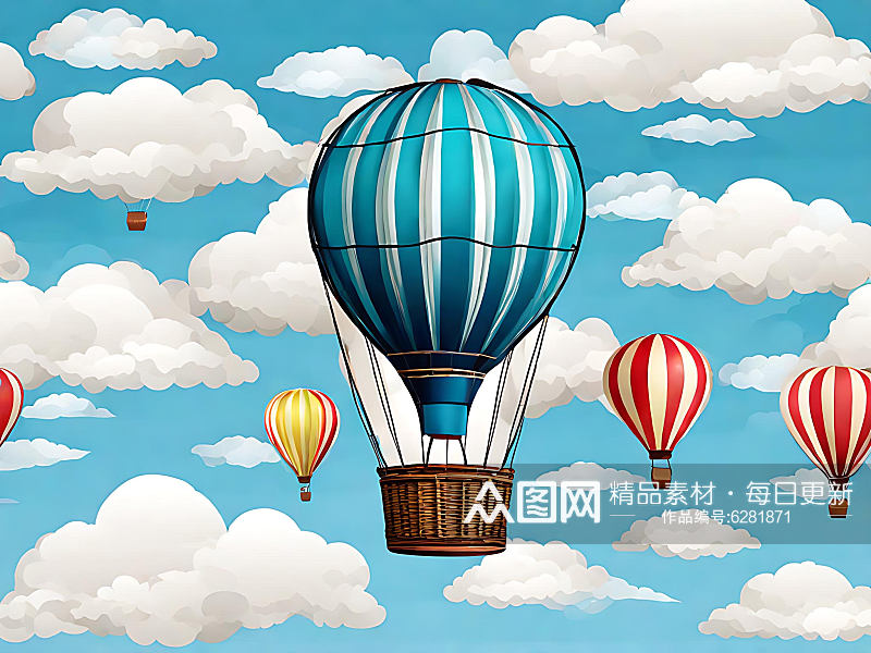 天空中的热气球插画AI数字艺术素材