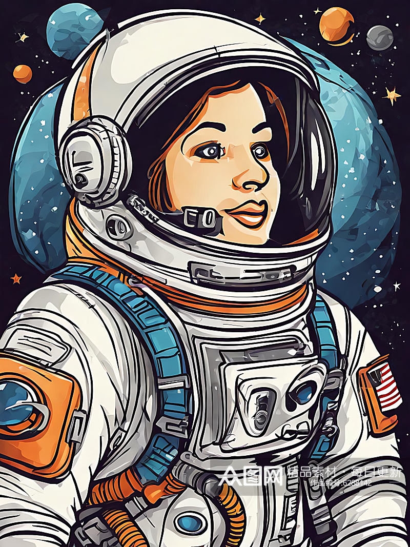 宇航员太空遨游插画AI数字艺术素材