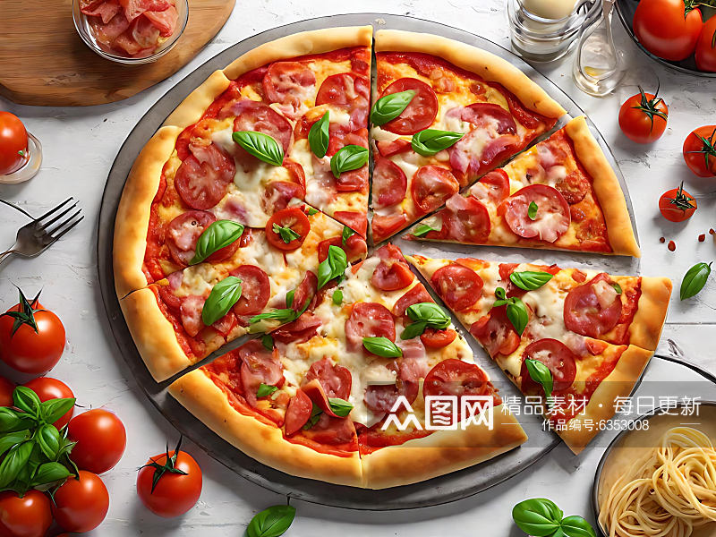 二次元番茄培根披萨AI数字艺术素材