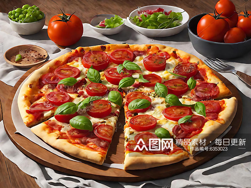 二次元番茄培根披萨AI数字艺术素材