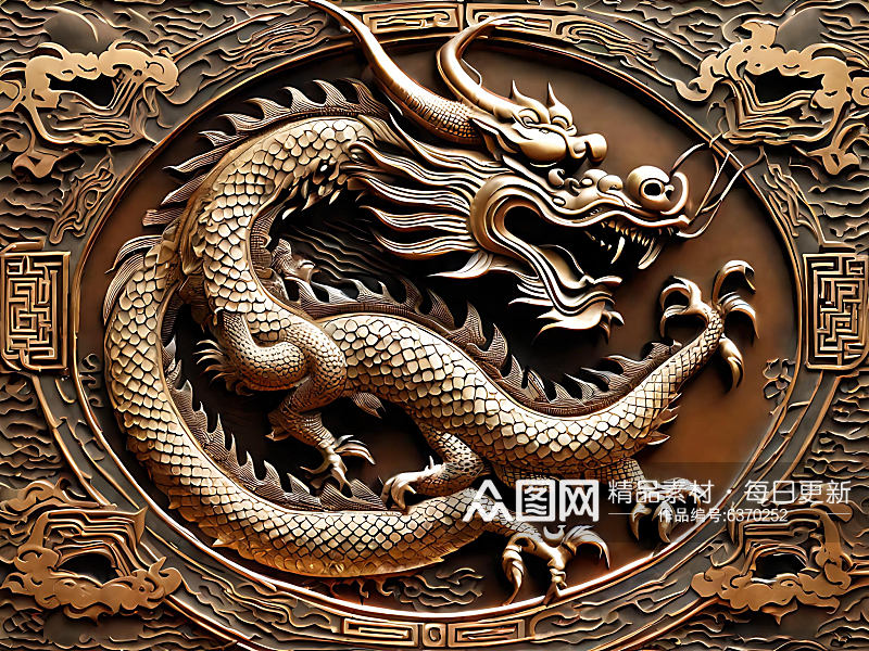 中国龙铜版雕刻AI数字艺术素材