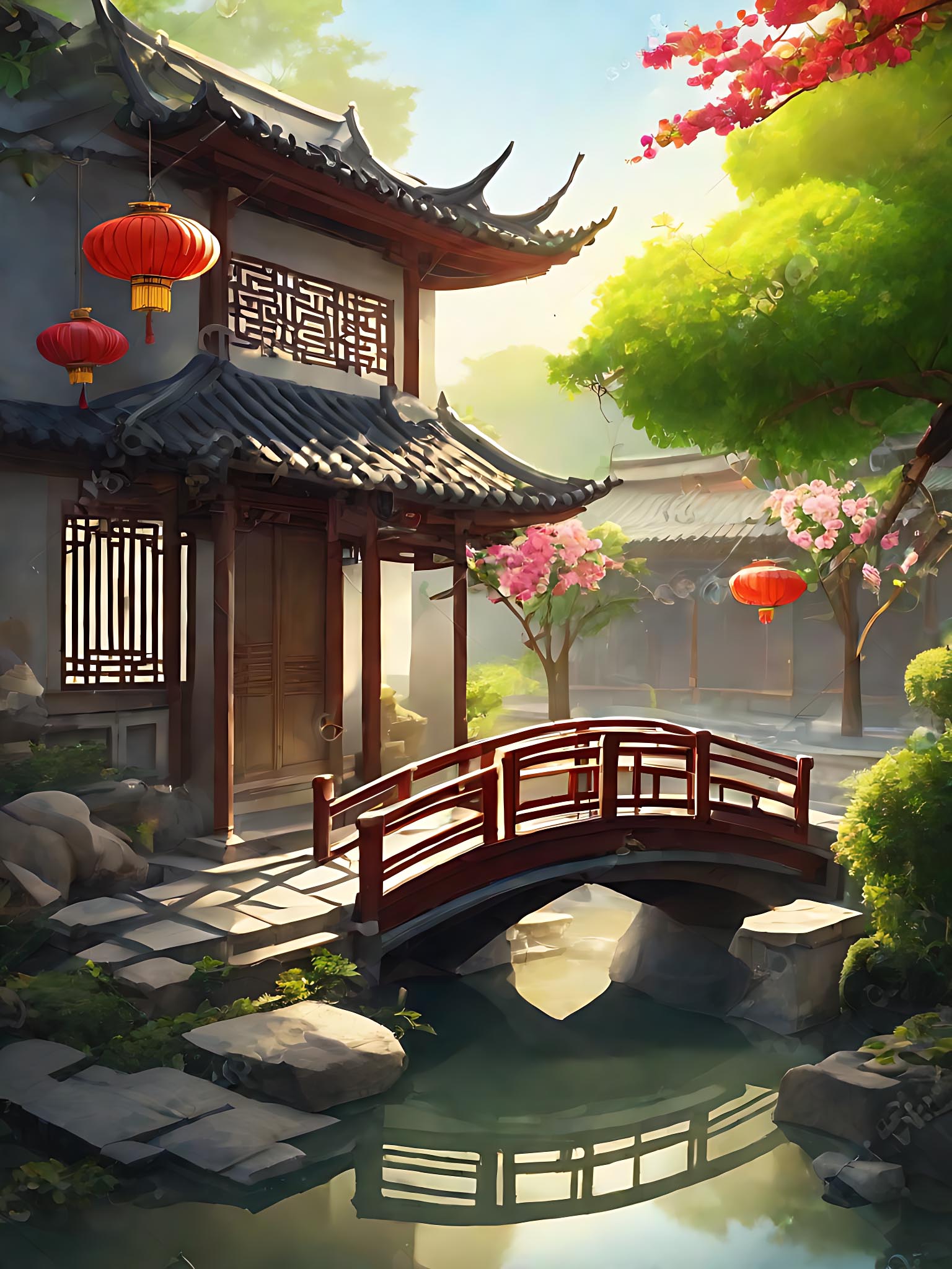 中式古风庭院AI数字艺术模板下载-编号6377884-众图网