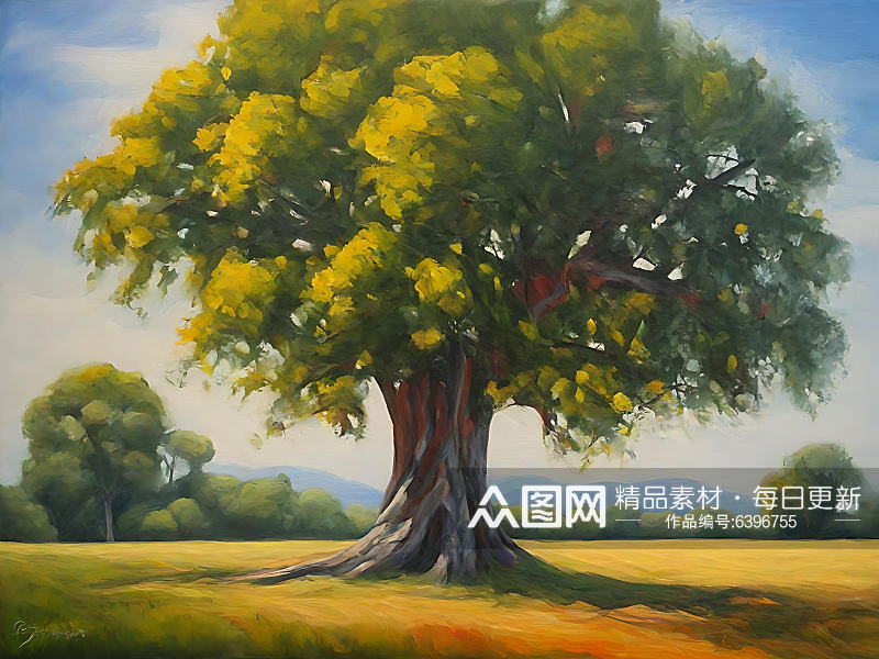 一棵大树油画AI数字艺术素材