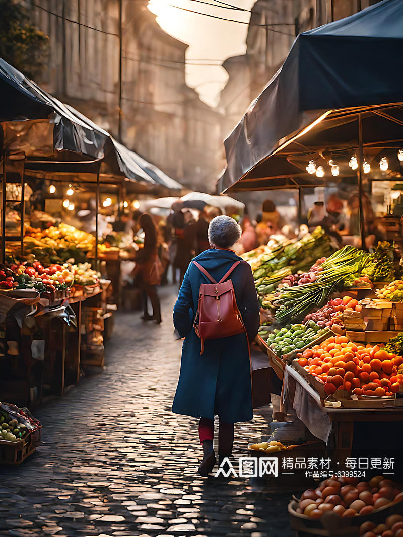 摄影风菜市场AI数字艺术素材