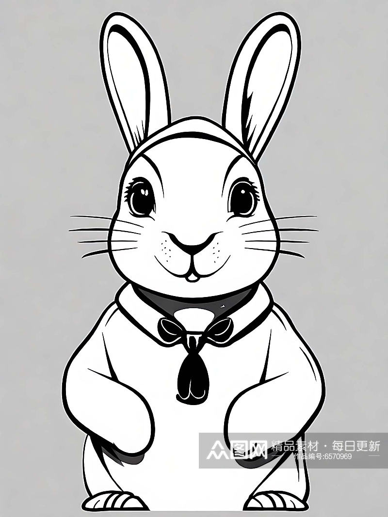 黑色线条的兔子AI数字艺术素材